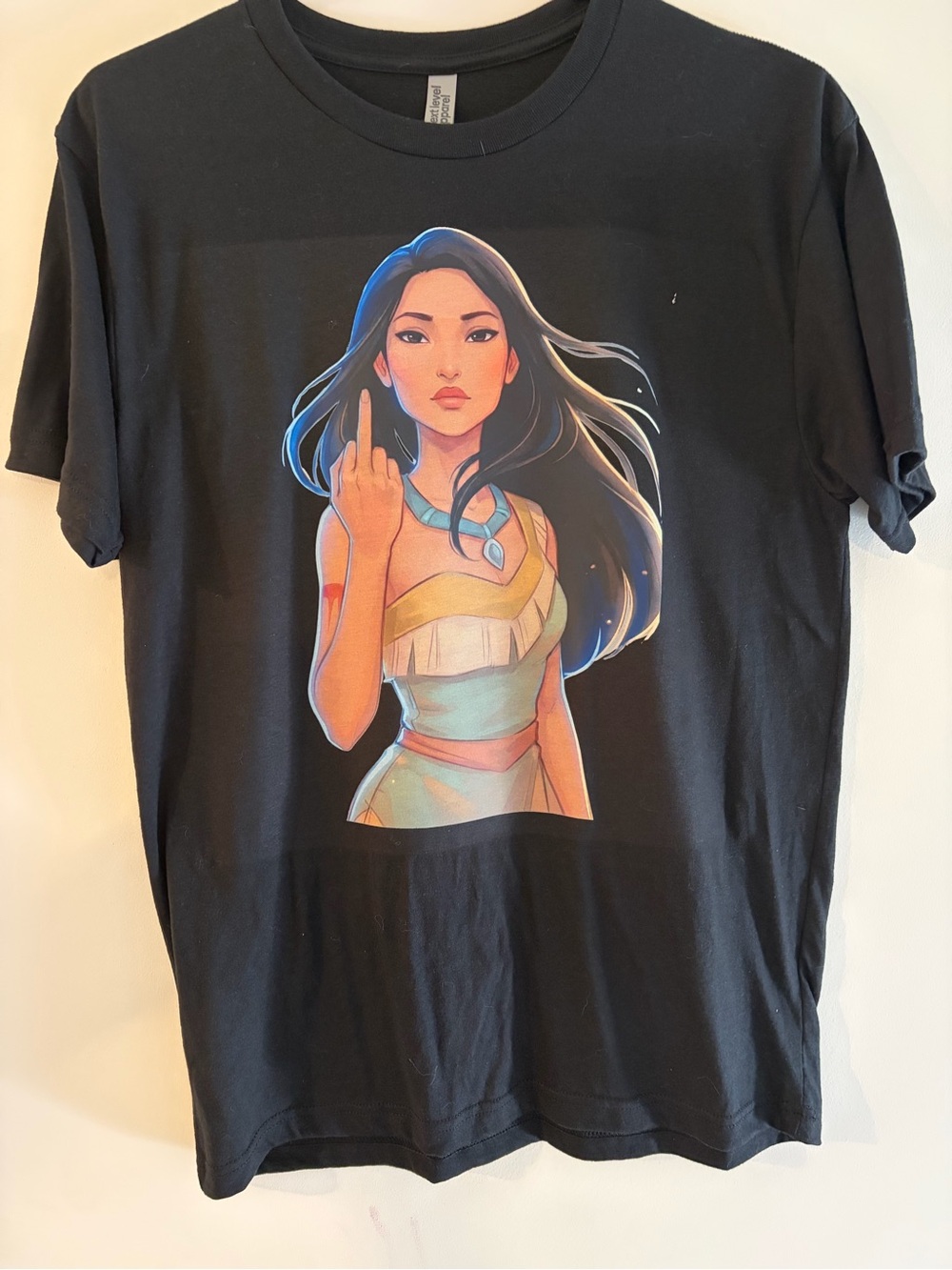 Black Graphic Short Sleeve Tee with Illustrated Woman